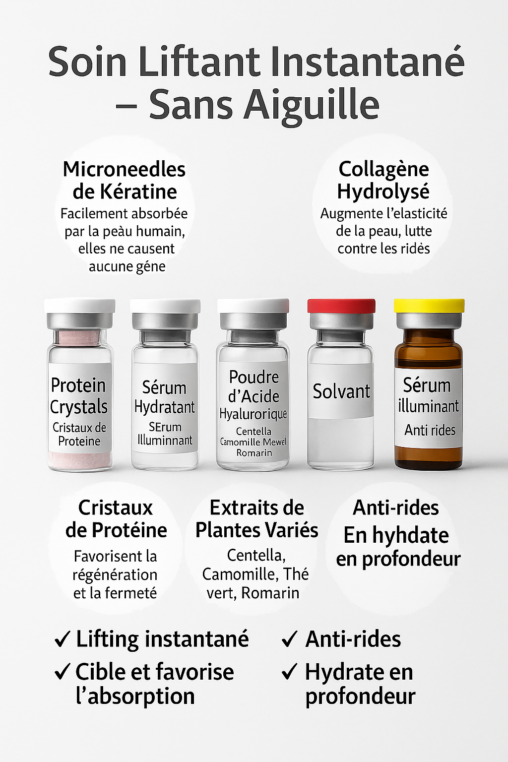 Coffret sérum liftant instantané Revitalisant  anti-rides sans aiguille