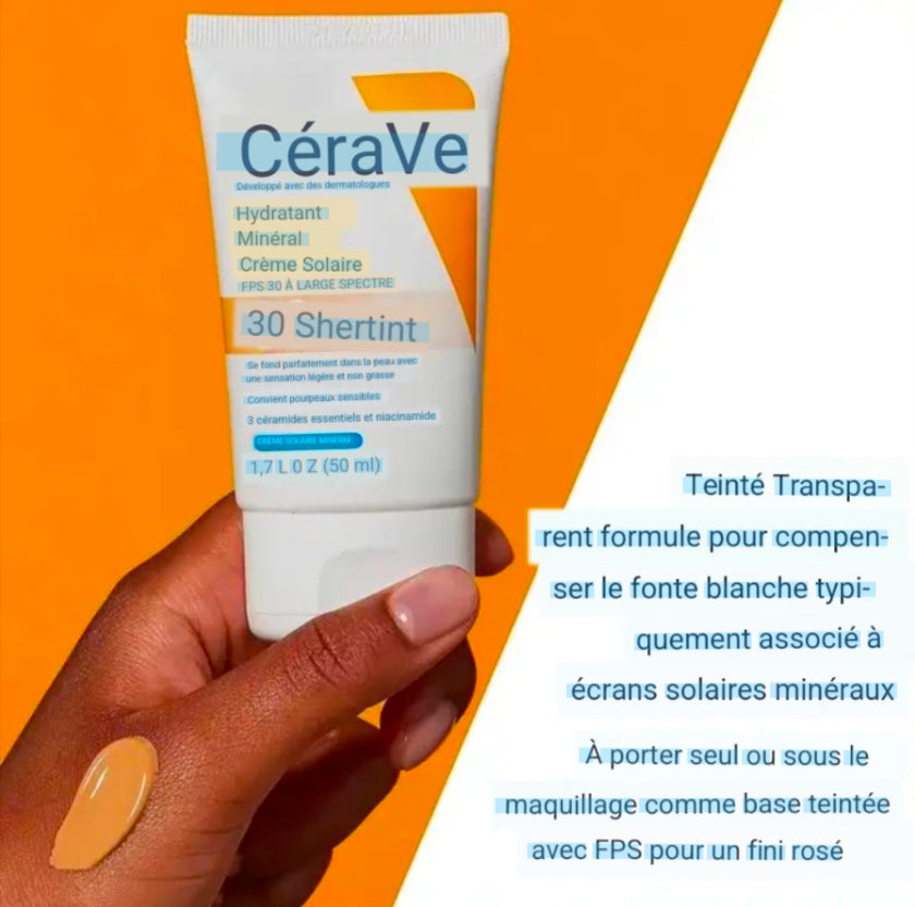 Crème Solaire Hydratante CeraVe SPF 30 – Teinte Transparente